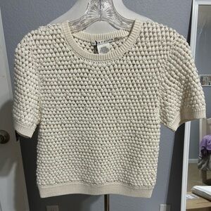 Alice and Olivia Ciara White Pearl Sweater